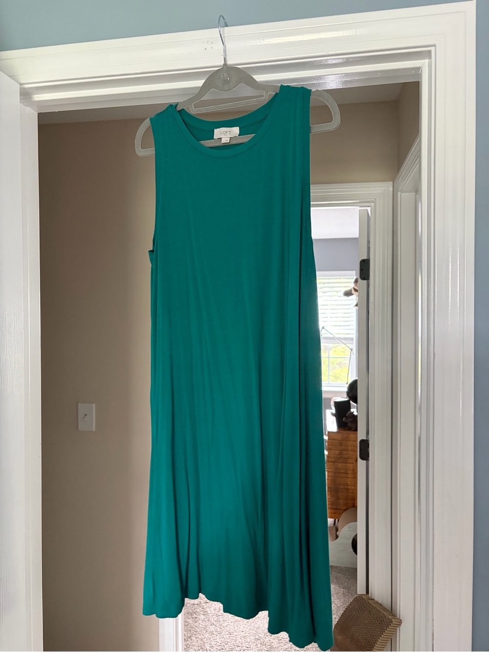 LOFT Teal Sleeveless Swing Midi Dress